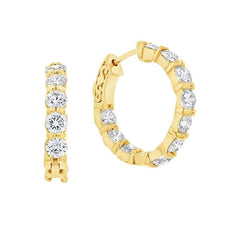 14K Yellow Gold In-Out Diamond Hoop Earrings