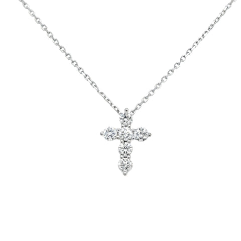 14K White Gold Diamond Cross Pendant