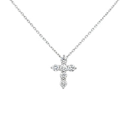14K White Gold Diamond Cross Pendant