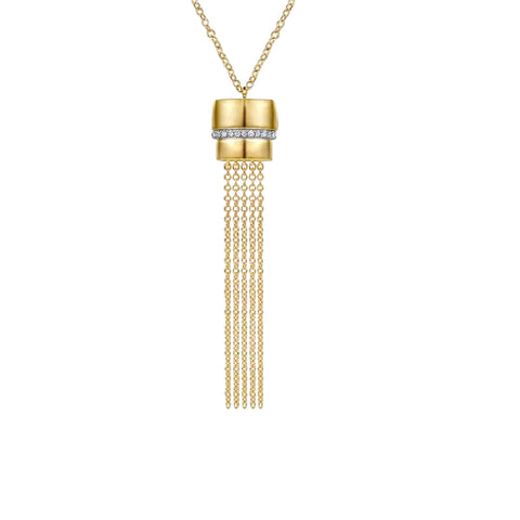 14K Yellow Gold Diamond Tassle Necklace
