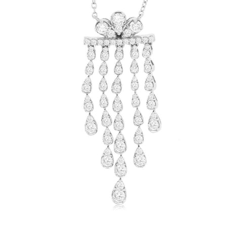 14K White Gold Chandelier Diamond Necklace