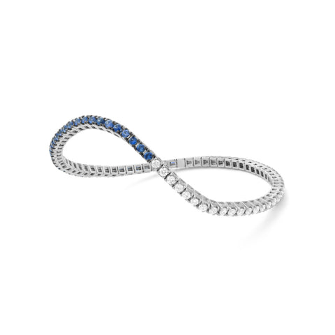 14K White Gold Sapphire and Diamond Flexible Bracelet