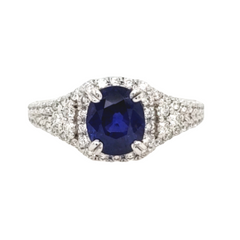 14K White Gold Sapphire and Diamond Ring