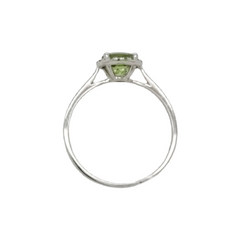 14K White Gold Peridot and Diamond Ring