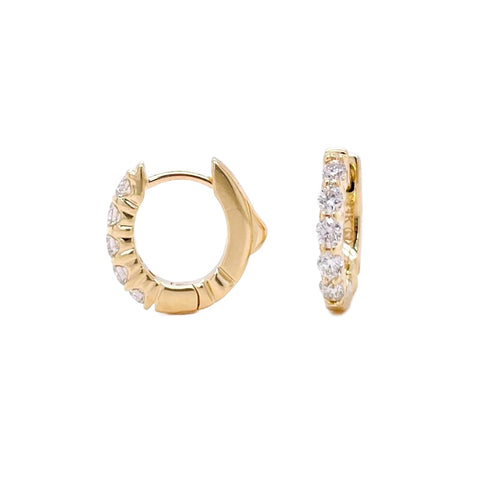 14K Yellow Gold Diamond Hoop Earrings
