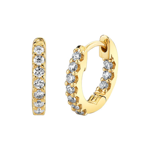 14K Yellow Gold Diamond In-Out Hoop Earrings
