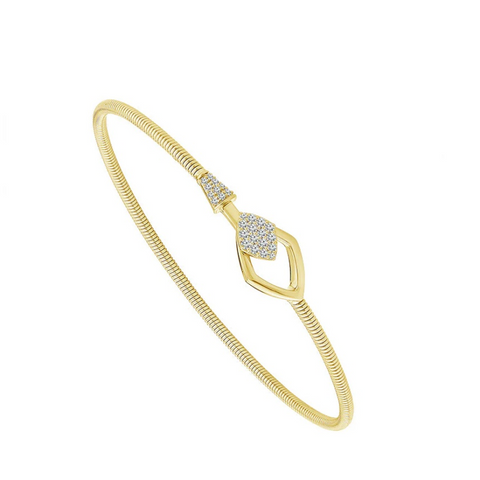 14K Yellow Gold Diamond Flexible Bangle Bracelet