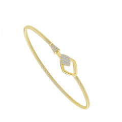 14K Yellow Gold Diamond Flexible Bangle Bracelet