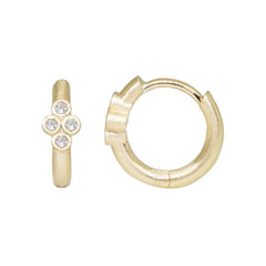 14K Yellow Gold Small Diamond Hoop Earrings