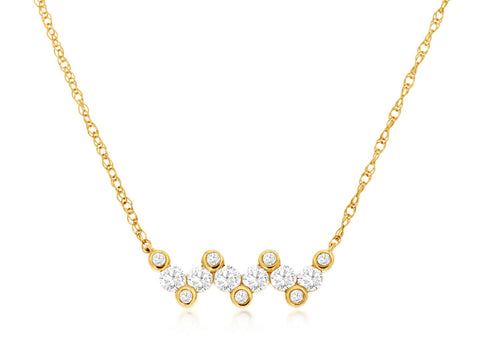 14K Yellow Gold Diamond Bar Necklace