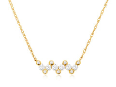 14K Yellow Gold Diamond Bar Necklace