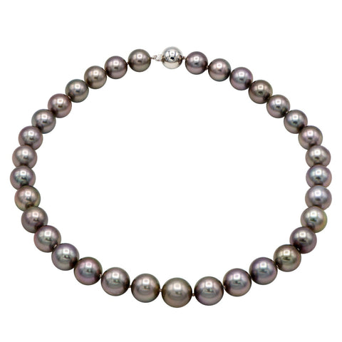 14K White Gold Tahitian Pearl Necklace