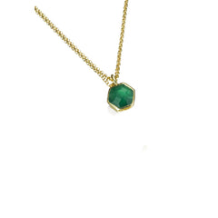 Sterling Silver Vermeil Green Onyx Necklace