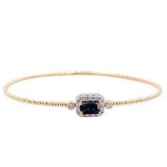 14K Yellow Gold Sapphire and Diamond Flexible Bangle