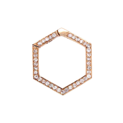 14K Yellow Gold Hexagonal Diamond Lock Pendant