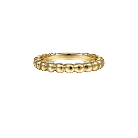 14K Yellow Gold Beaded Band