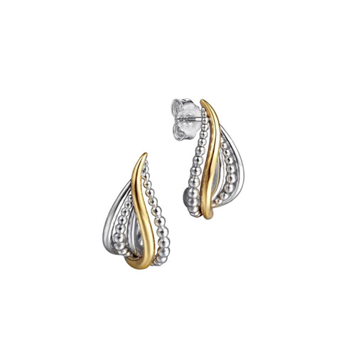 Sterling Silver and 14K Yellow Gold J-Hoop Earrings