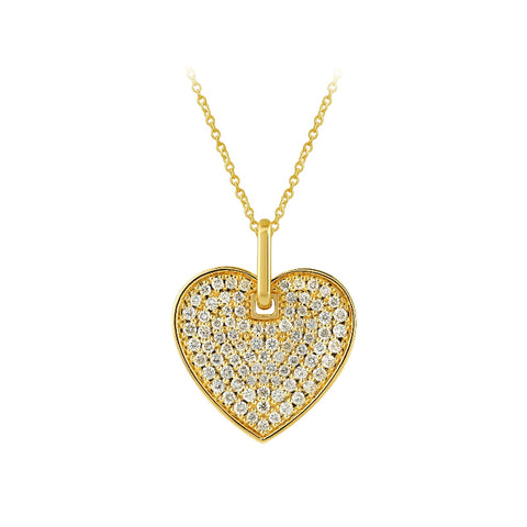 14K Yellow Gold Diamond Heart Necklace