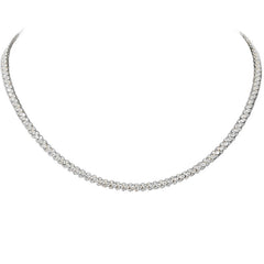 14K White Gold Three Row Diamond Tennis Necklace