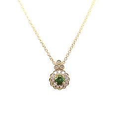14K Yellow Gold Emerald and Diamond Necklace