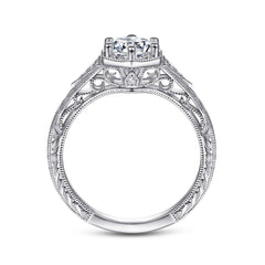 14K White Gold Vintage Style Diamond Engagement Ring