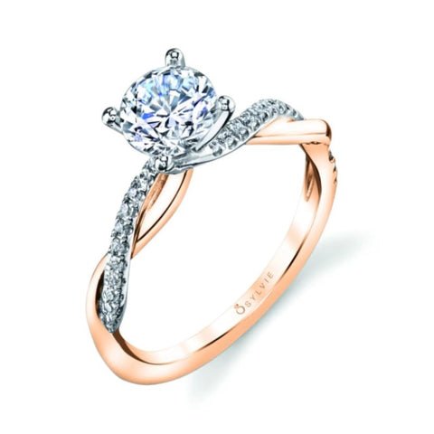 14K Rose and White Gold Diamond Solitaire Mounting