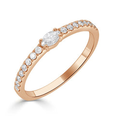 18K Rose Gold Marquise and Round Diamond Band