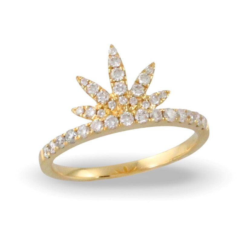 18K White Gold Sunburst Diamond Ring