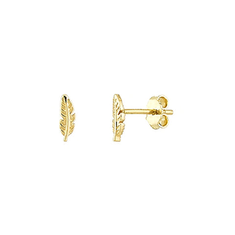 Single 14K Yellow Gold Feather Earring