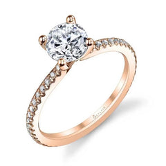 14K Rose Gold Diamond Solitaire Mounting